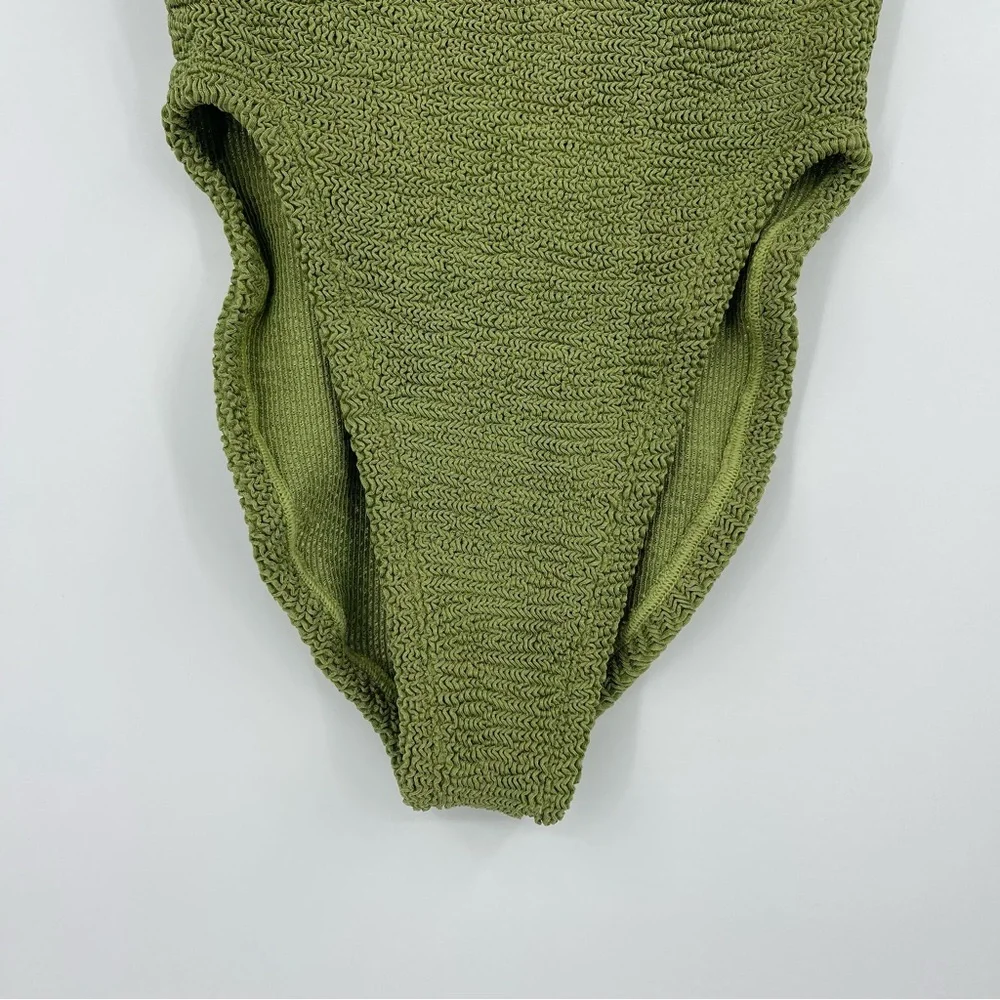 Hunza G Square Neck One Piece Metallica Khaki Swim Woman’s One Size - Picture 5 of 7